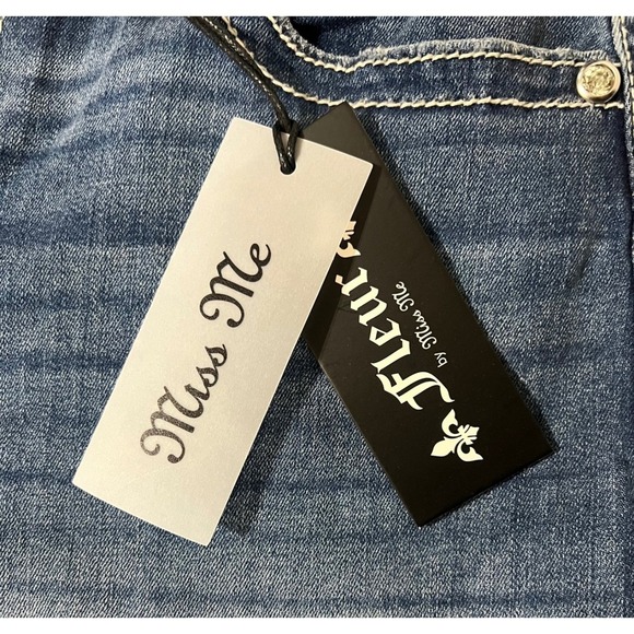 Miss Me Fleur Embellished Pocket Jeans Size 29 Medium Wash Bootcut Denim - Picture 7 of 10